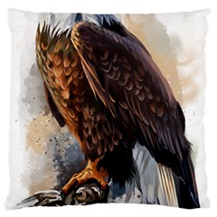 Eagle Art Eagle Watercolor Painting Bird Animal Large Cushion Case (one Side) by pakminggu