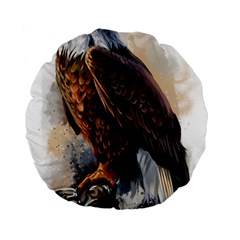 Eagle Art Eagle Watercolor Painting Bird Animal Standard 15  Premium Flano Round Cushions by pakminggu