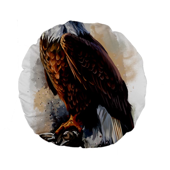 Eagle Art Eagle Watercolor Painting Bird Animal Standard 15  Premium Flano Round Cushions