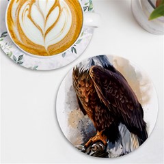 Eagle Art Eagle Watercolor Painting Bird Animal Uv Print Round Tile Coaster by pakminggu