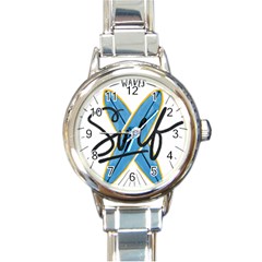 Wave Surfing Surfboard Surfing Round Italian Charm Watch by pakminggu