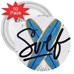 Wave Surfing Surfboard Surfing 3  Buttons (10 Pack)  by pakminggu