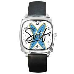 Wave Surfing Surfboard Surfing Square Metal Watch by pakminggu