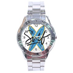 Wave Surfing Surfboard Surfing Stainless Steel Analogue Watch by pakminggu