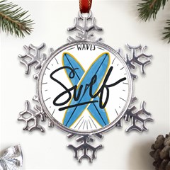 Wave Surfing Surfboard Surfing Metal Large Snowflake Ornament