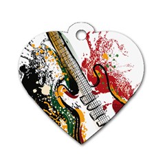 Electric Guitar Dog Tag Heart (One Side)