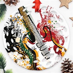 Electric Guitar Round Filigree Ornament (Two Sides)