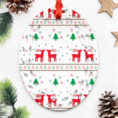 Red Green And Blue Christmas Themed Illustration Oval Filigree Ornament (two Sides) by pakminggu