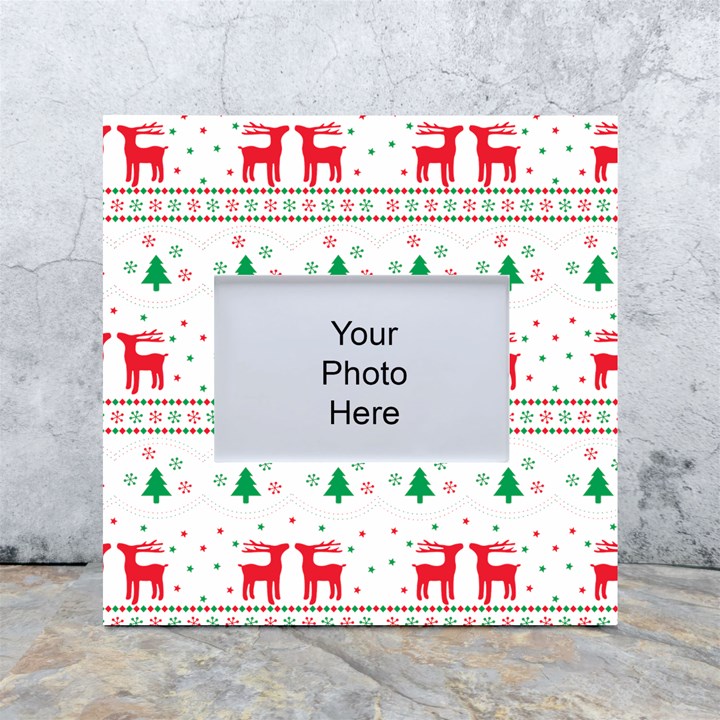 Red Green And Blue Christmas Themed Illustration White Box Photo Frame 4  x 6 