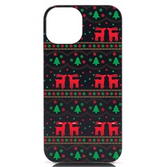 Red Green And Blue Christmas Themed Illustration Iphone 14 Black Uv Print Case by pakminggu