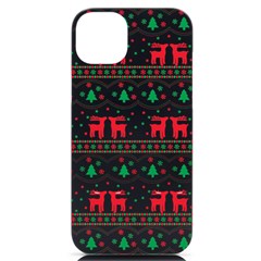 Red Green And Blue Christmas Themed Illustration Iphone 14 Plus Black Uv Print Case by pakminggu