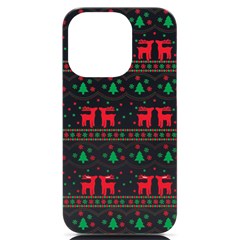 Red Green And Blue Christmas Themed Illustration Iphone 14 Pro Black Uv Print Case by pakminggu