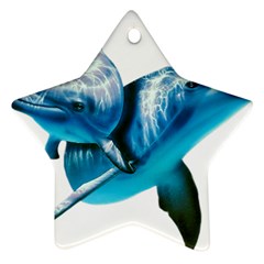 Two Dolphins Art Atlantic Dolphin Painting Animal Marine Mammal Ornament (star) by pakminggu