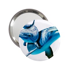 Two Dolphins Art Atlantic Dolphin Painting Animal Marine Mammal 2 25  Handbag Mirrors by pakminggu