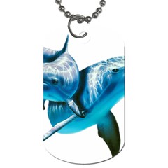 Two Dolphins Art Atlantic Dolphin Painting Animal Marine Mammal Dog Tag (two Sides) by pakminggu