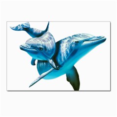 Two Dolphins Art Atlantic Dolphin Painting Animal Marine Mammal Postcard 4 x 6  (pkg Of 10) by pakminggu