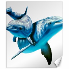 Two Dolphins Art Atlantic Dolphin Painting Animal Marine Mammal Canvas 20  X 24  by pakminggu