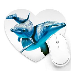 Two Dolphins Art Atlantic Dolphin Painting Animal Marine Mammal Heart Mousepad by pakminggu