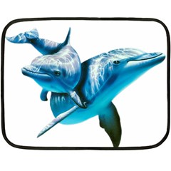 Two Dolphins Art Atlantic Dolphin Painting Animal Marine Mammal Two Sides Fleece Blanket (mini) by pakminggu