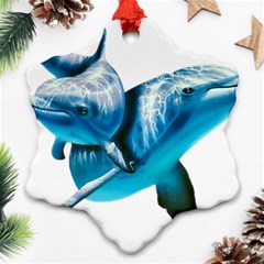 Two Dolphins Art Atlantic Dolphin Painting Animal Marine Mammal Ornament (snowflake) by pakminggu