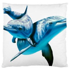 Two Dolphins Art Atlantic Dolphin Painting Animal Marine Mammal Large Cushion Case (one Side) by pakminggu