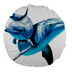 Two Dolphins Art Atlantic Dolphin Painting Animal Marine Mammal Large 18  Premium Round Cushions by pakminggu