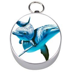 Two Dolphins Art Atlantic Dolphin Painting Animal Marine Mammal Silver Compasses by pakminggu