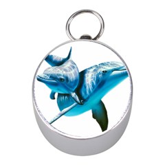 Two Dolphins Art Atlantic Dolphin Painting Animal Marine Mammal Mini Silver Compasses by pakminggu