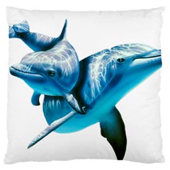 Two Dolphins Art Atlantic Dolphin Painting Animal Marine Mammal Large Premium Plush Fleece Cushion Case (one Side) by pakminggu