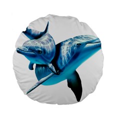 Two Dolphins Art Atlantic Dolphin Painting Animal Marine Mammal Standard 15  Premium Flano Round Cushions by pakminggu