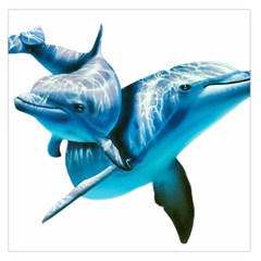 Two Dolphins Art Atlantic Dolphin Painting Animal Marine Mammal Square Satin Scarf (36  X 36 ) by pakminggu