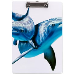 Two Dolphins Art Atlantic Dolphin Painting Animal Marine Mammal A4 Acrylic Clipboard by pakminggu