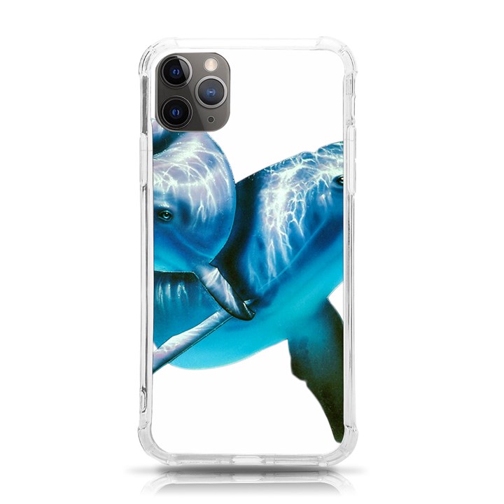 Two Dolphins Art Atlantic Dolphin Painting Animal Marine Mammal iPhone 11 Pro Max 6.5 Inch TPU UV Print Case