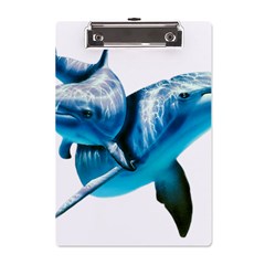 Two Dolphins Art Atlantic Dolphin Painting Animal Marine Mammal A5 Acrylic Clipboard by pakminggu