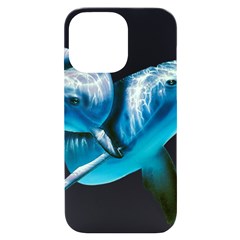 Two Dolphins Art Atlantic Dolphin Painting Animal Marine Mammal Iphone 14 Pro Max Black Uv Print Case by pakminggu