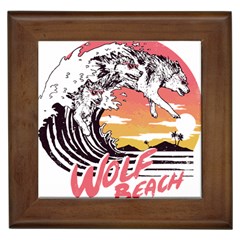 Gray Wolf Beach Waves A Wolf Animal Retro Framed Tile by pakminggu