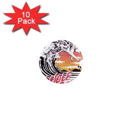 Gray Wolf Beach Waves A Wolf Animal Retro 1  Mini Magnet (10 Pack)  by pakminggu