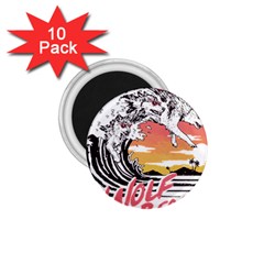 Gray Wolf Beach Waves A Wolf Animal Retro 1 75  Magnets (10 Pack)  by pakminggu