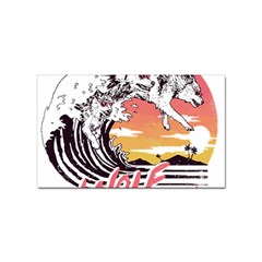 Gray Wolf Beach Waves A Wolf Animal Retro Sticker (rectangular) by pakminggu