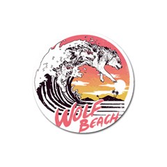 Gray Wolf Beach Waves A Wolf Animal Retro Magnet 3  (round) by pakminggu