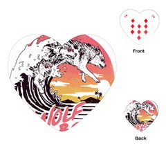 Gray Wolf Beach Waves A Wolf Animal Retro Playing Cards Single Design (heart) by pakminggu