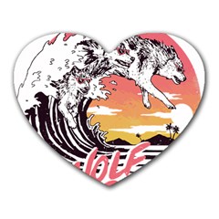 Gray Wolf Beach Waves A Wolf Animal Retro Heart Mousepad by pakminggu