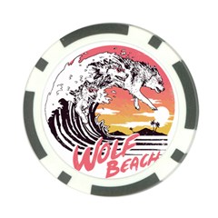 Gray Wolf Beach Waves A Wolf Animal Retro Poker Chip Card Guard by pakminggu