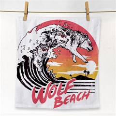 Gray Wolf Beach Waves A Wolf Animal Retro Face Towel by pakminggu