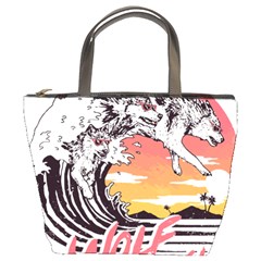 Gray Wolf Beach Waves A Wolf Animal Retro Bucket Bag by pakminggu