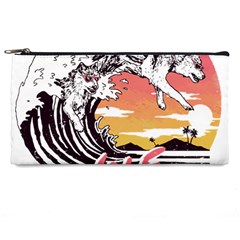 Gray Wolf Beach Waves A Wolf Animal Retro Pencil Case by pakminggu