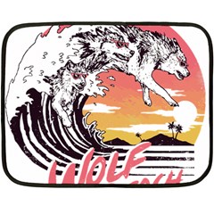 Gray Wolf Beach Waves A Wolf Animal Retro Two Sides Fleece Blanket (mini) by pakminggu