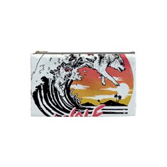 Gray Wolf Beach Waves A Wolf Animal Retro Cosmetic Bag (small) by pakminggu