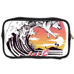 Gray Wolf Beach Waves A Wolf Animal Retro Toiletries Bag (one Side) by pakminggu