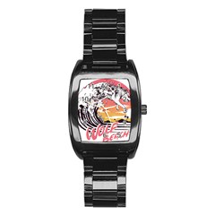 Gray Wolf Beach Waves A Wolf Animal Retro Stainless Steel Barrel Watch by pakminggu